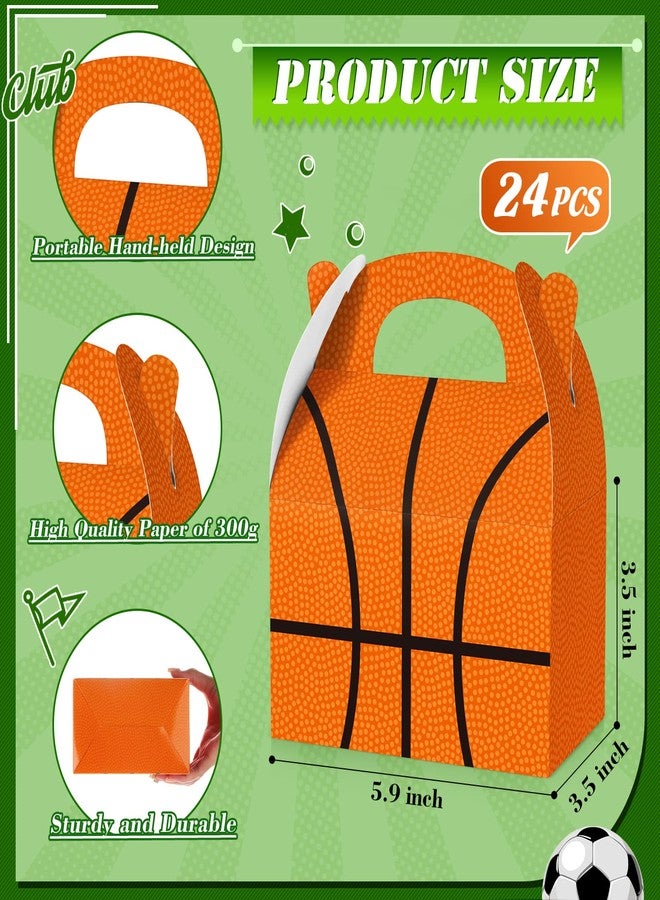 PerKoop 24 Pcs Sports Theme Birthday Party Supplies Soccer Party Treat Boxes Bags Sports Candy Bags Baseball Basketball Gift Boxes with Handle for Baby Shower Supplies Decorations - Image 2